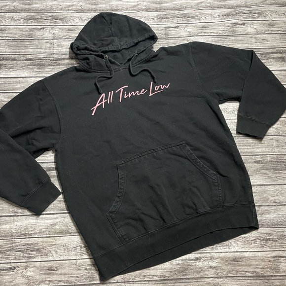 Adult Large All Time Low Black Pullover Hoodie Sweater Flamingo on Back Great Co - Picture 1 of 8